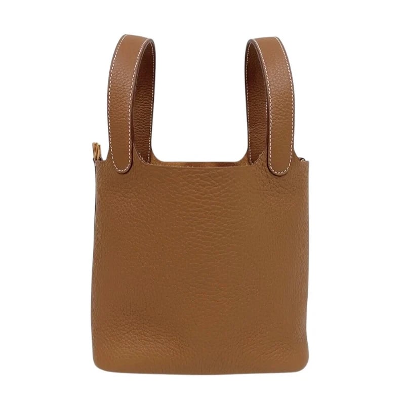 HERMES PICOTIN LOCK PM K STAMP: HERMES Picotin Lock PM K Stamp Brand: HERMES Type: Handbag Material: Taurillon Clemence Color: Gold/GD Hardware Size: W: 18cm / H: 18cm / D: 13cm Accessories: None Accessories Notice: When