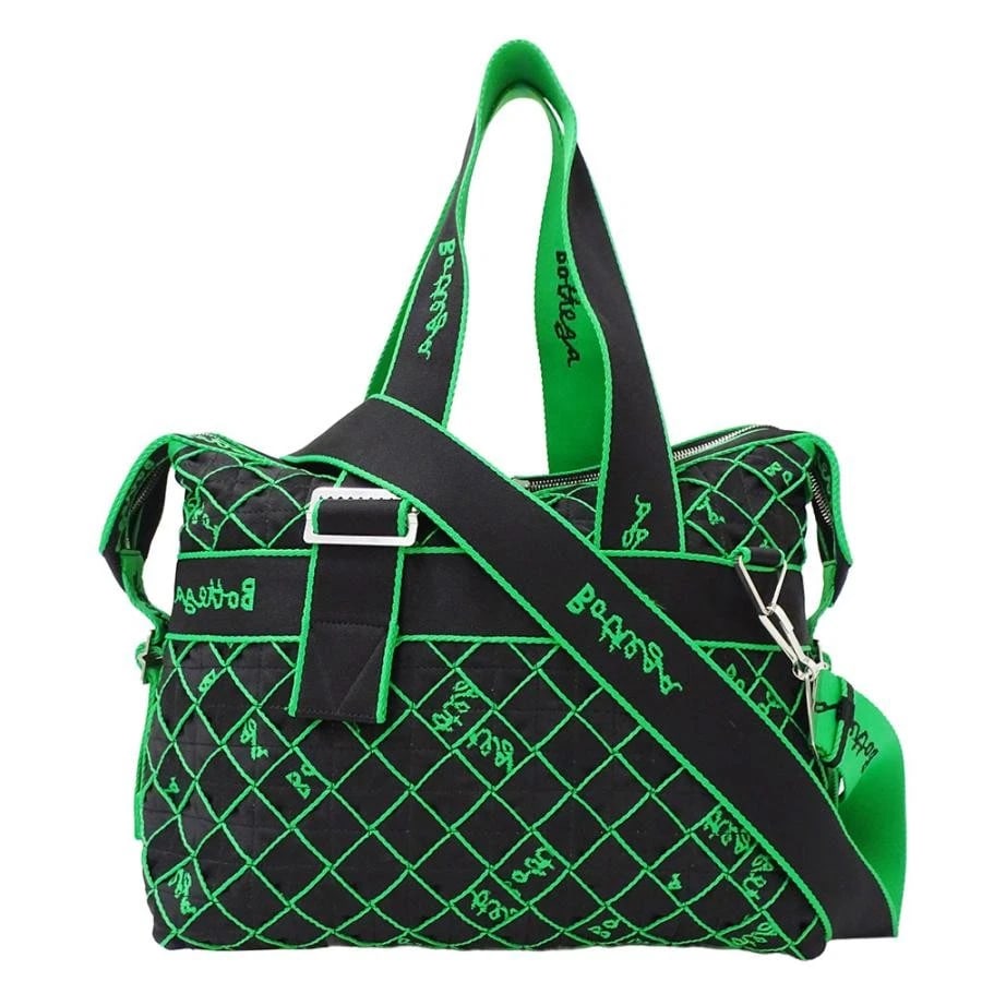 BOTTEGA VENETA WEAVING HANDBAG SHOULDER BAG CANVAS GREEN: Bottega Veneta Weaving Handbag Shoulder Bag Canvas Green Brand: Bottega Veneta Type: Handbag Material: Canvas Color: Black/Green Size: W: 36cm (bottom) / H: 29cm (side) / D: 15cm (bottom) /
