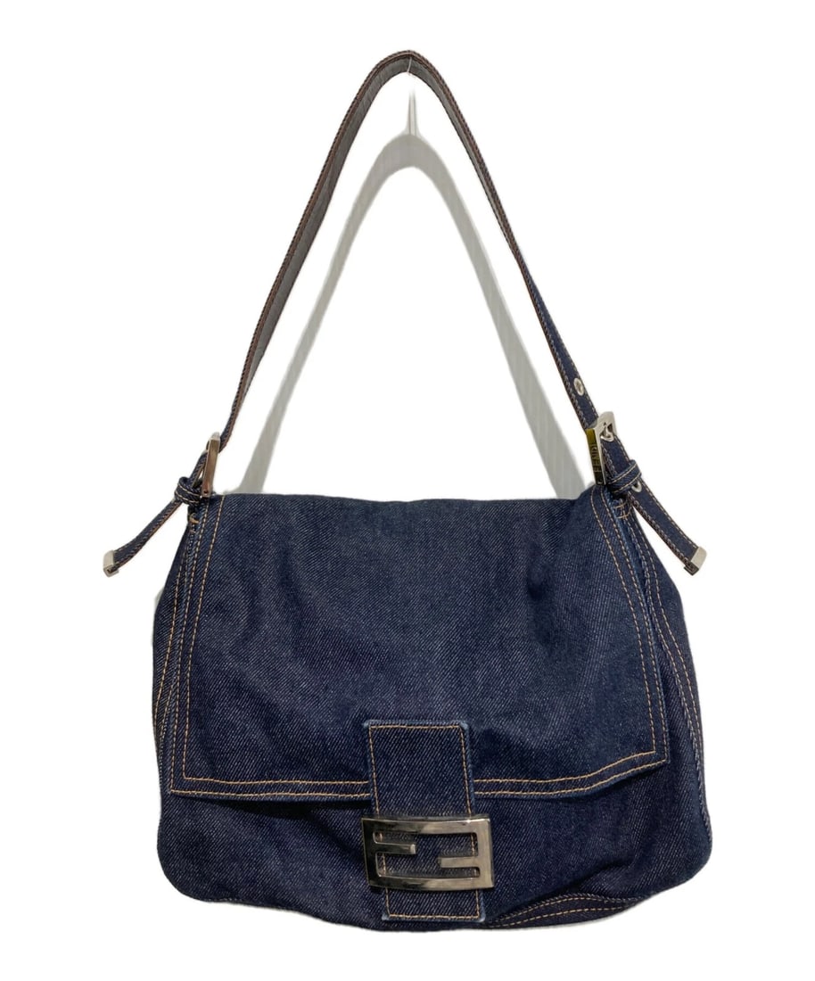 FENDI PRE-OWNED MAMMA BAGUETTE DENIM SHOULDER BAG (1 of 10)