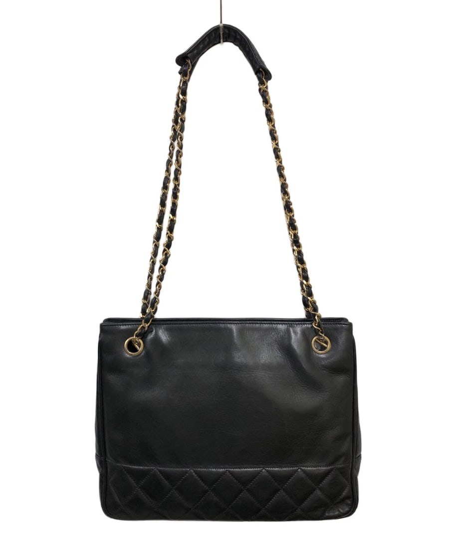 CHANEL CHAIN SHOULDER BAG: CHANEL Chain Shoulder Bag Brand: CHANEL Type: Handbag Material: Lambskin Color: Black Size: H:22.5cm / W:29cm / D:6cm Accessories: None Accessories Notice: When purchasing pre-owned goods,