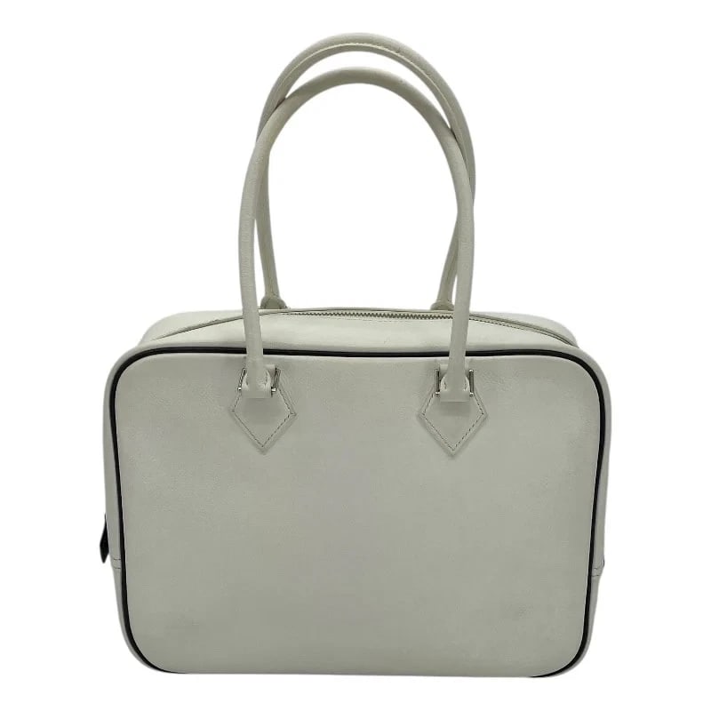 HERMES PLUME STAMP WHITE SHW EPSOM LEATHER HANDBAG: HERMES Plume Stamp White SHW Epsom Leather Handbag Brand: HERMES Type: Handbag Material: Epson Color: White SV Hardware Size: W: 28cm / H: 20cm / D: 10cm Accessories: None Accessories Notice:
