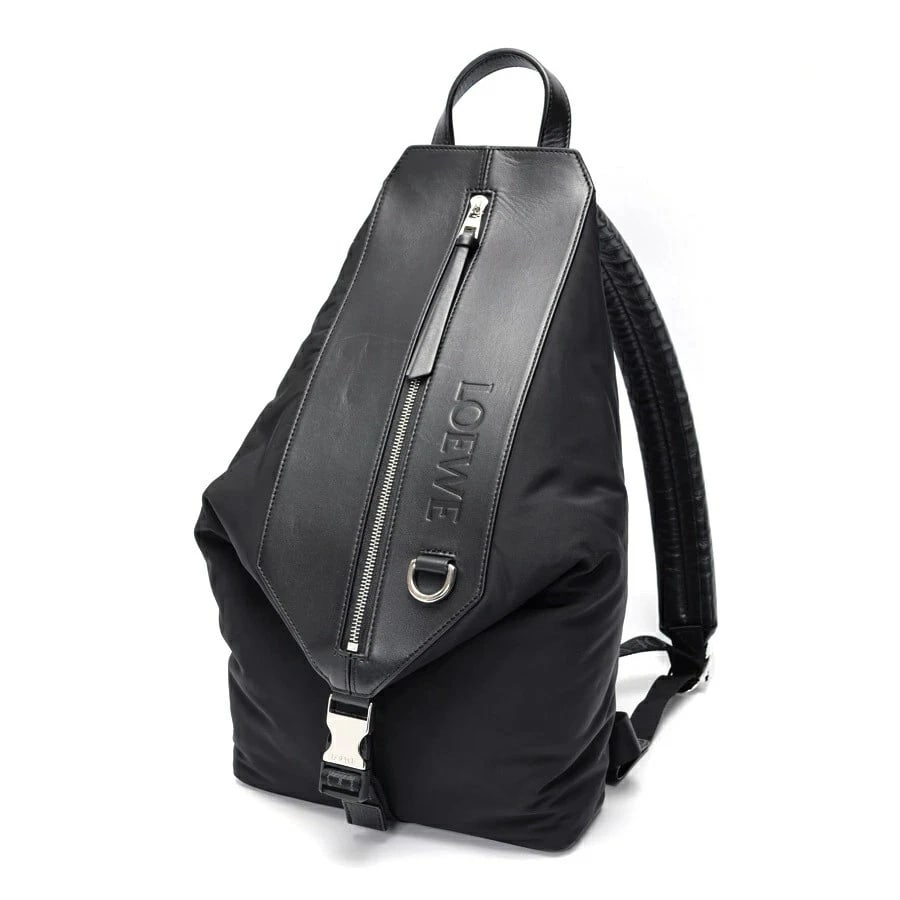 LOEWE CONVERTIBLE BACKPACK SMALL: Loewe Convertible Backpack Small Brand: Loewe Type: Bag Material: Classic Calfskin/Nylon Color: Black Size: W24×H41×D7.5cm Accessories: None Accessories Notice: When purchasing pre-owned g