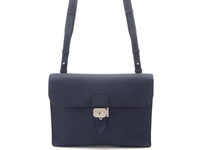 HERMES SAC À DÉPÊCHES 29 BLUE SAPHIR SHW TOGO (1 of 12)