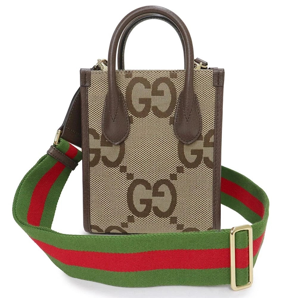 GUCCI MINI TOTE JUMBO GG BEIGE: GUCCI Mini Tote Jumbo GG Beige Brand: GUCCI Type: Handbag Material: Jumbo Gg Canvas/Leather Color: Brown X Beige Size: W:15.5cm x H:19cm x D:6cm Handle:19cm Accessories: None Accessories
