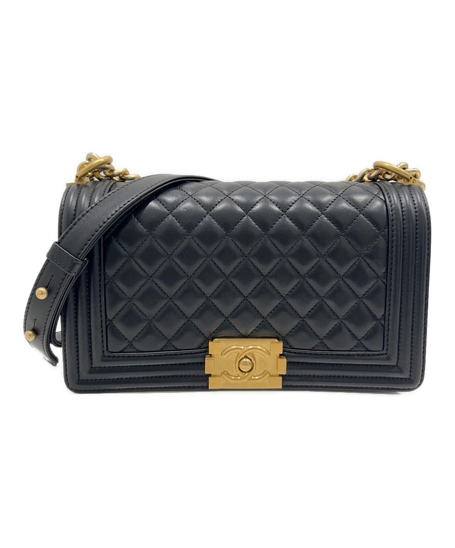 CHANEL BOY 25/GHW/LAMBSKIN: CHANEL Boy 25/GHW/Lambskin Brand: CHANEL Type: Handbag Material: Lambskin Color: Black Size: H:16.0cm / W:25.0cm / D:9.0cm Accessories: None Accessories Notice: When purchasing pre-owned