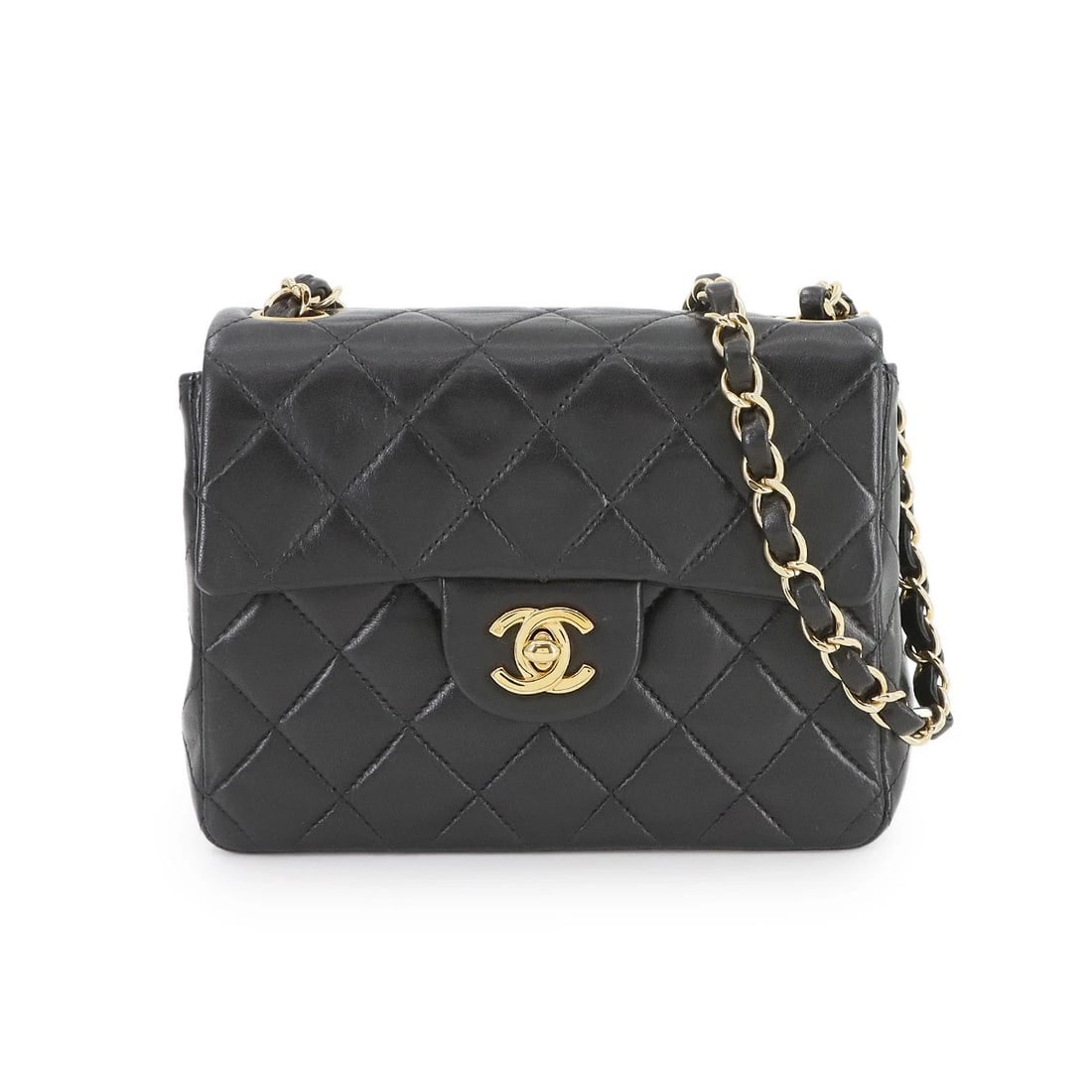 CHANEL MINI MATELASSE CHAIN SHOULDER BAG LEATHER BLACK (1 of 5)