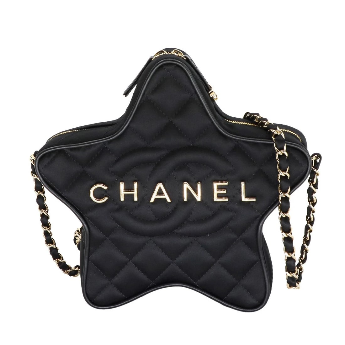CHANEL MATELASSE STAR CHAIN SHOULDER BAG SATIN BLACK (1 of 6)