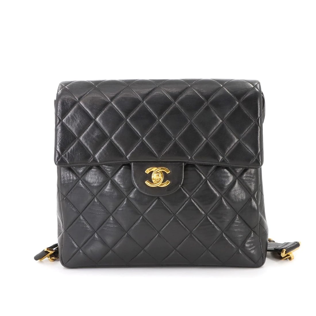 CHANEL MATELASSE CHAIN BACKPACK LEATHER BLACK PURSE (1 of 4)