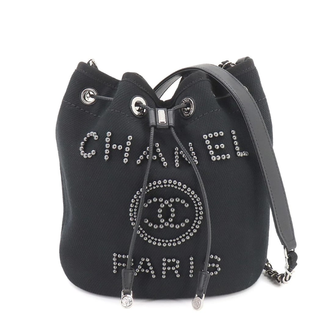 CHANEL DEAUVILLE DRAWSTRING SHOULDER BAG CANVAS (1 of 6)