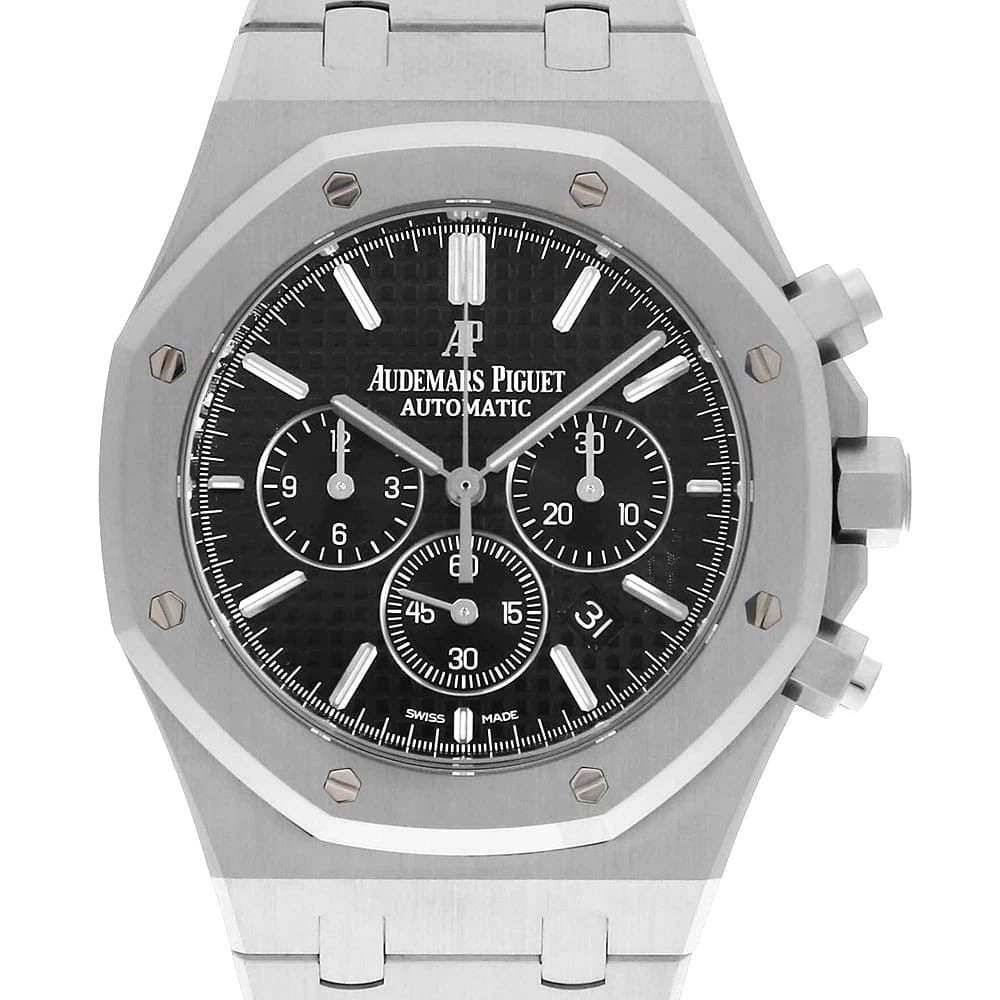 AUDEMARS PIGUET ROYAL OAK CHRONOGRAPH WATCH: AUDEMARS PIGUET Royal Oak Chronograph Watch Brand: AUDEMARS PIGUET Type: Wrist watch Material: Band Material Stainless Steel, Case Material Stainless Steel Color: Dial Color Black Size: Band Size