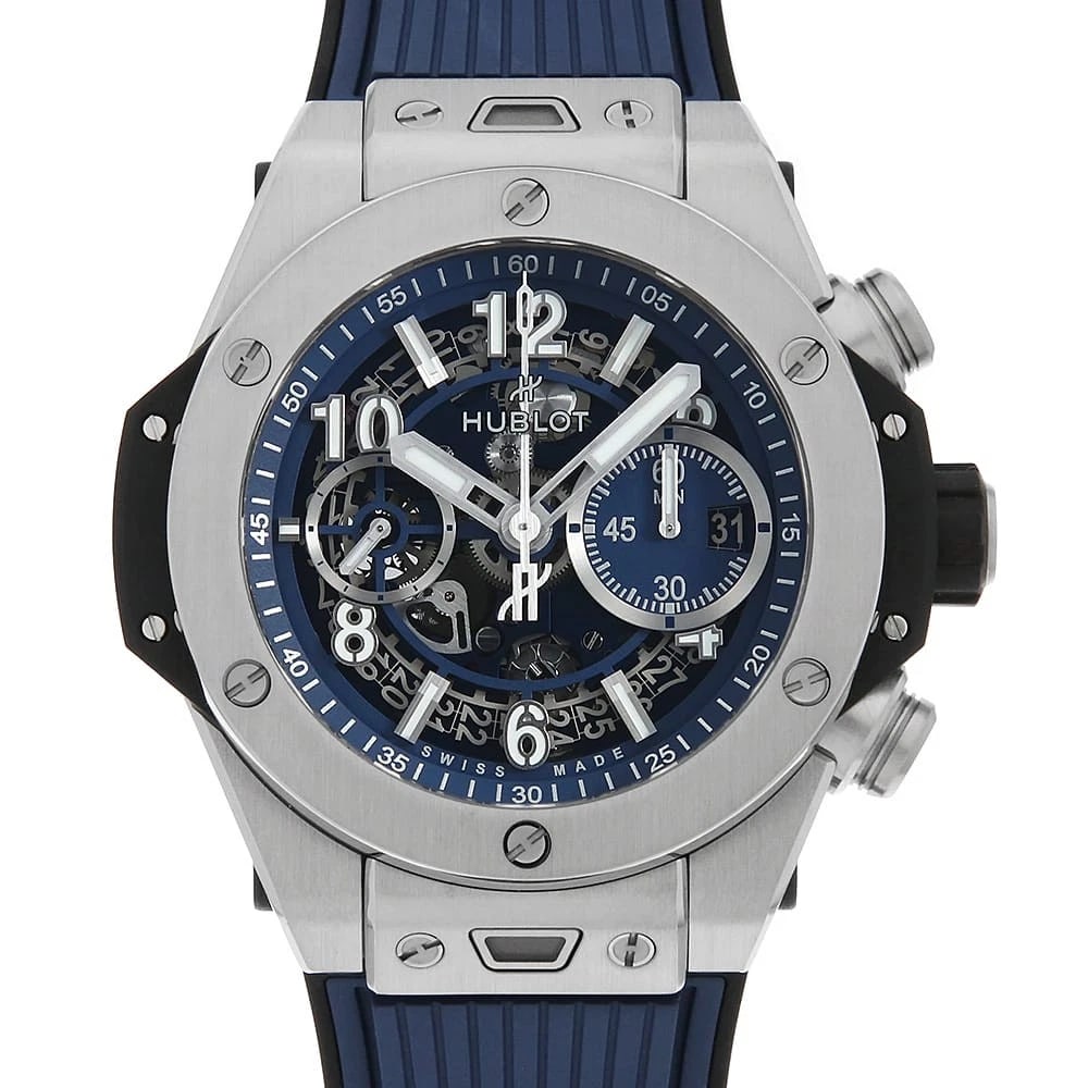 HUBLOT BIG BANG UNICO TITANIUM WATCH: HUBLOT Big Bang Unico Titanium Watch Brand: HUBLOT Type: Wrist watch Material: Band Material rubber, Case Material Titanium Color: Dial Color Skeleton Size: Band Size NONE, Case Size