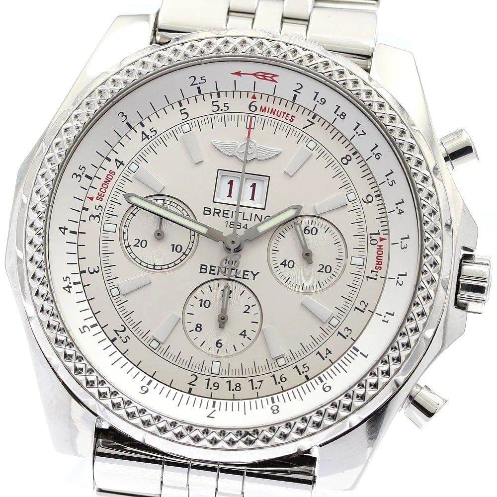BREITLING BENTLEY CHRONOGRAPH AUTOMATIC WATCH: BREITLING Bentley Chronograph Automatic Watch Brand: BREITLING Type: Wristwatch Material: Band Material Stainless Steel, Case Material Stainless Steel Color: Band Color Silver, Case Color