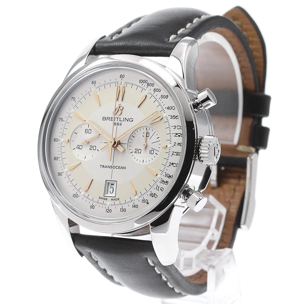 BREITLING TRANSOCEAN CHRONOGRAPH BEIGE DIAL AUTOMATIC WATCH - 2