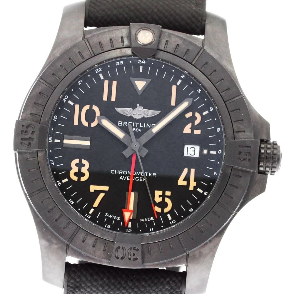 BREITLING AVENGER GMT AUTOMATIC WATCH: BREITLING Avenger GMT Automatic Watch Brand: BREITLING Type: Wristwatch Material: Band Material Nylon / Rubber, Case Material titanium Color: Band Color black, Case Color black, Dial Color