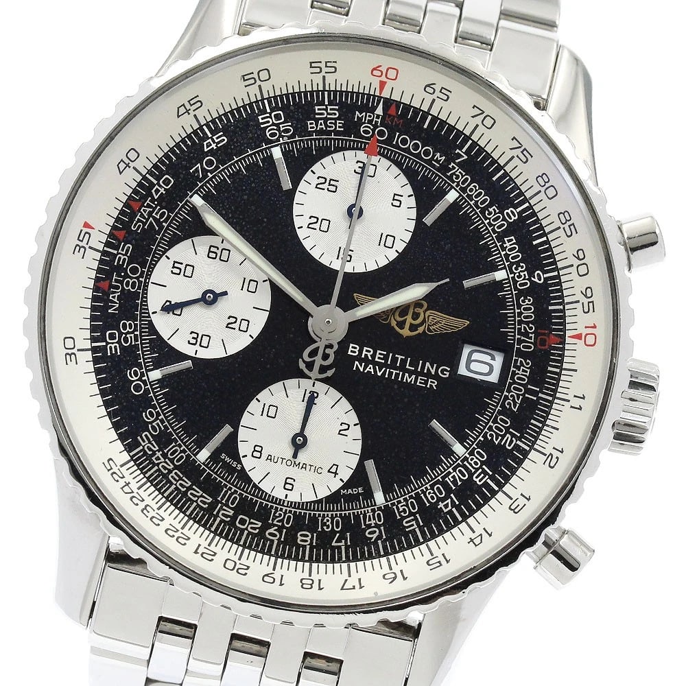BREITLING NAVITIMER CHRONOGRAPH AUTOMATIC WATCH: BREITLING Navitimer Chronograph Automatic Watch Brand: BREITLING Type: Wristwatch Material: Band Material Stainless Steel, Case Material Stainless Steel Color: Band Color Silver, Case Color