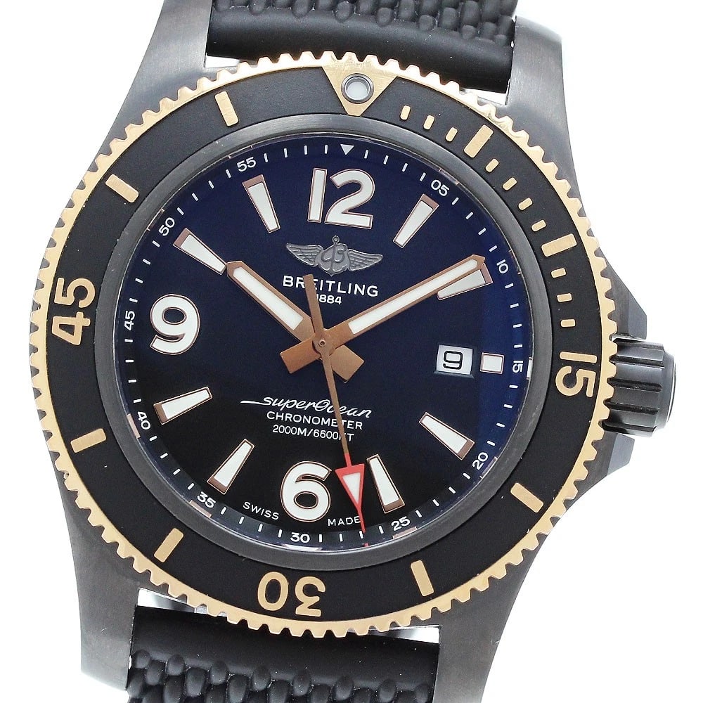 BREITLING SUPER OCEAN AUTOMATIC AUTOMATIC WATCH: BREITLING Super Ocean Automatic Automatic Watch Brand: BREITLING Type: Wristwatch Material: Band Material rubber, Case Material Stainless Steel/RG Color: Band Color black, Case Color black,
