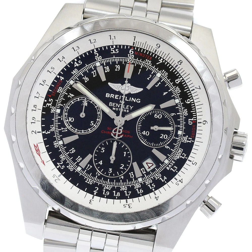 BREITLING BENTLEY CHRONOGRAPH AUTOMATIC WATCH: BREITLING Bentley Chronograph Automatic Watch Brand: BREITLING Type: Wristwatch Material: Band Material Stainless Steel, Case Material Stainless Steel Color: Band Color Silver, Case Color