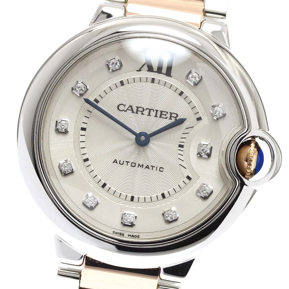 CARTIER BARON BLUE DIAMOND SILVER DIAL AUTOMATIC WATCH: CARTIER Baron blue diamond Silver Dial Automatic Watch Brand: CARTIER Type: Wristwatch Material: Band Material Stainless Steel/K18PG, Case Material Stainless Steel Color: Band Color Silver /