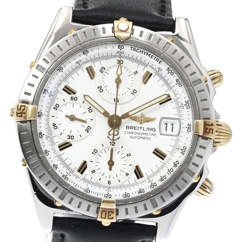 BREITLING CHRONOMAT CHRONOGRAPH AUTOMATIC WATCH: BREITLING Chronomat Chronograph Automatic Watch Brand: BREITLING Type: Wristwatch Material: Band Material leather, Case Material Stainless Steel/Gold Plated Color: Band Color black, Case Color