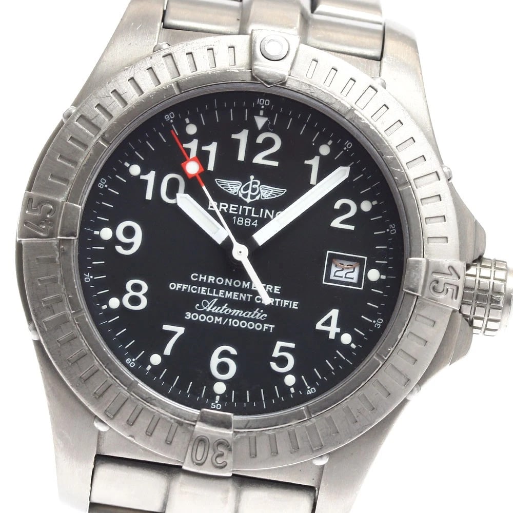 BREITLING AVENGER SEAWOLF BLACK DIAL AUTOMATIC WATCH: BREITLING Avenger Seawolf black Dial Automatic Watch Brand: BREITLING Type: Wristwatch Material: Band Material titanium, Case Material titanium Color: Band Color Silver, Case Color Silver, Dial