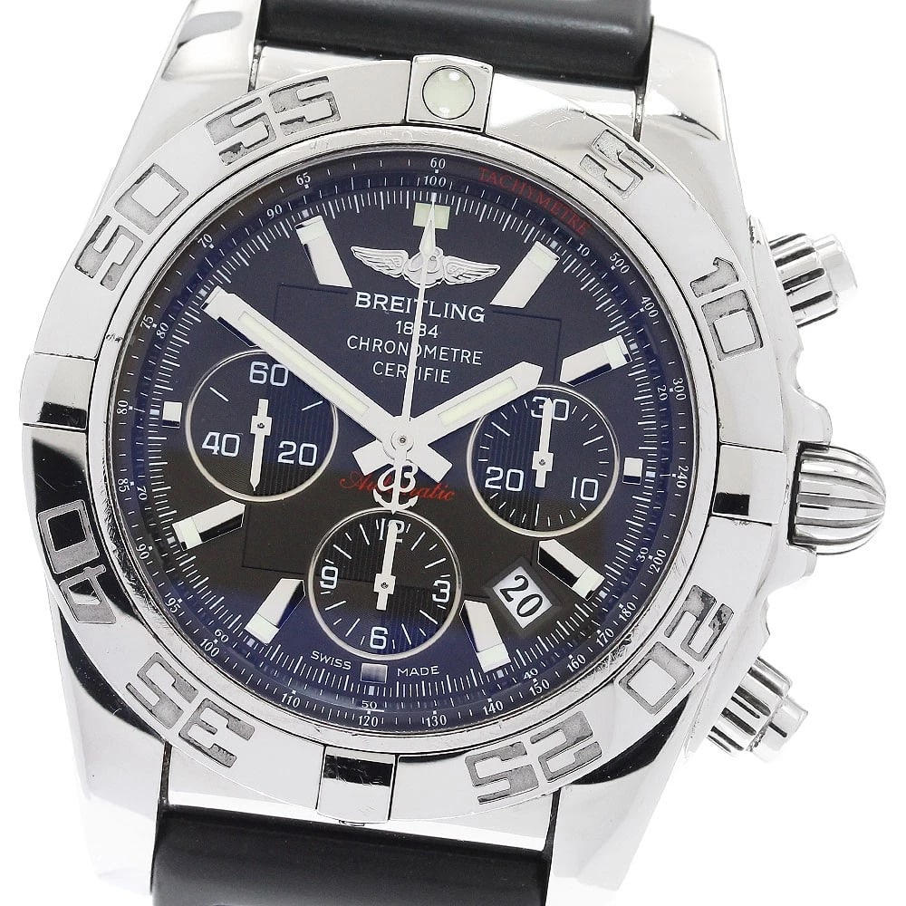 BREITLING CHRONOMAT CHRONOGRAPH GRAY DIAL AUTOMATIC WATCH: BREITLING Chronomat Chronograph Gray Dial Automatic Watch Brand: BREITLING Type: Wristwatch Material: Band Material rubber, Case Material Stainless Steel Color: Band Color black, Case Color Silver,