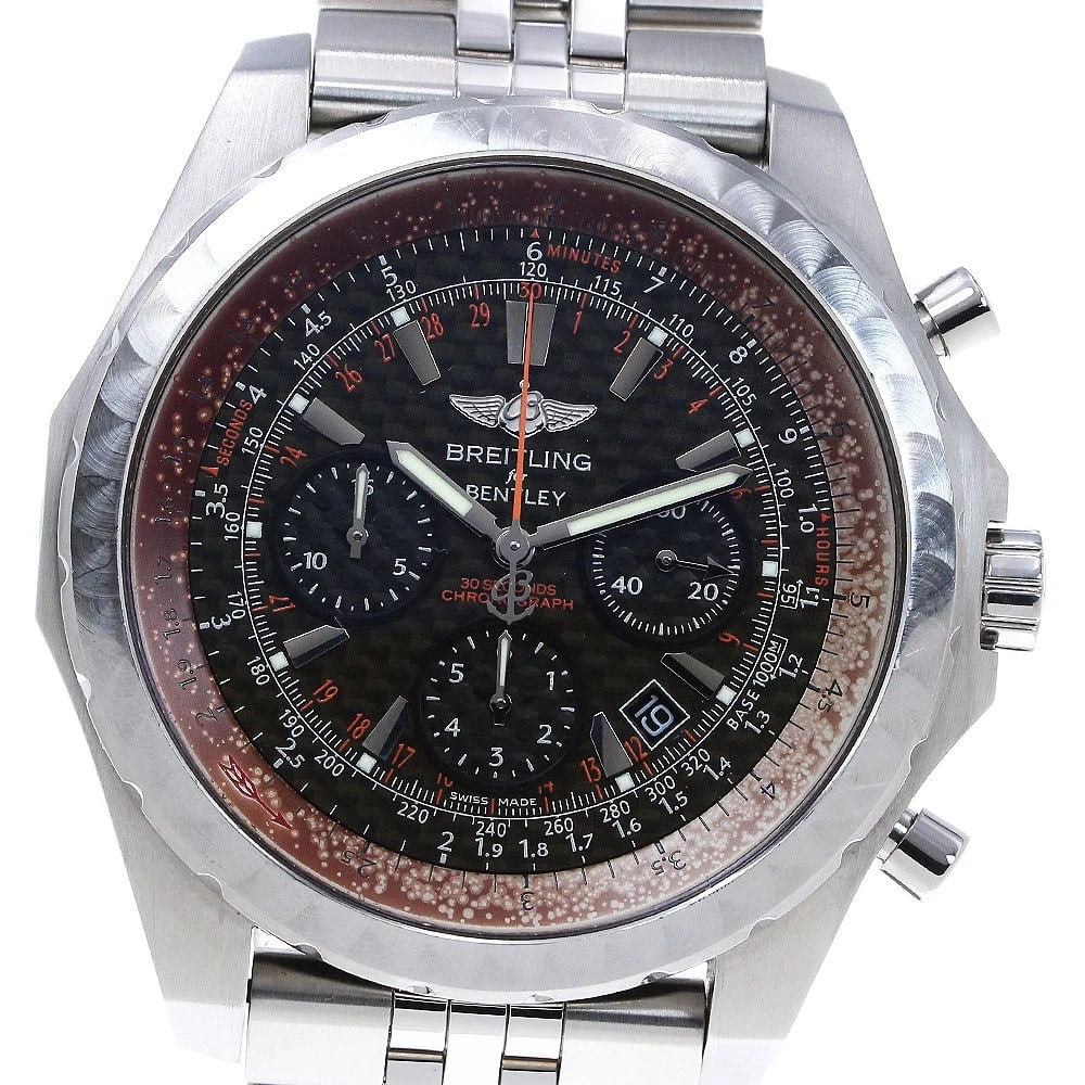 BREITLING BENTLEY CHRONOGRAPH BROWN DIAL AUTOMATIC WATCH: BREITLING Bentley Chronograph Brown Dial Automatic Watch Brand: BREITLING Type: Wristwatch Material: Band Material Stainless Steel, Case Material Stainless Steel Color: Band Color Silver, Case Colo
