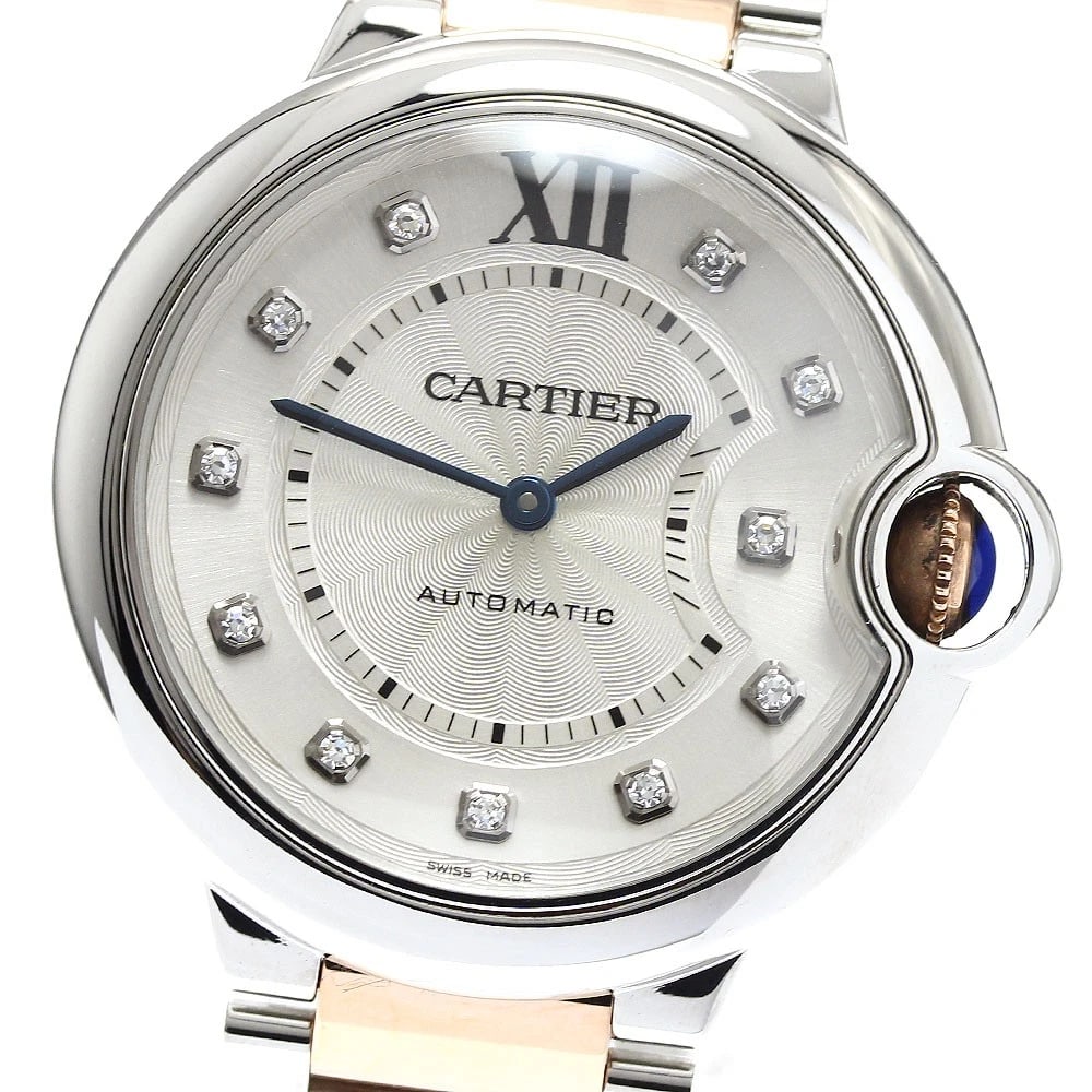 CARTIER BARON BLUE DIAMOND SILVER DIAL AUTOMATIC WATCH: CARTIER Baron blue diamond Silver Dial Automatic Watch Brand: CARTIER Type: Wristwatch Material: Band Material Stainless Steel/K18PG, Case Material Stainless Steel Color: Band Color Silver /