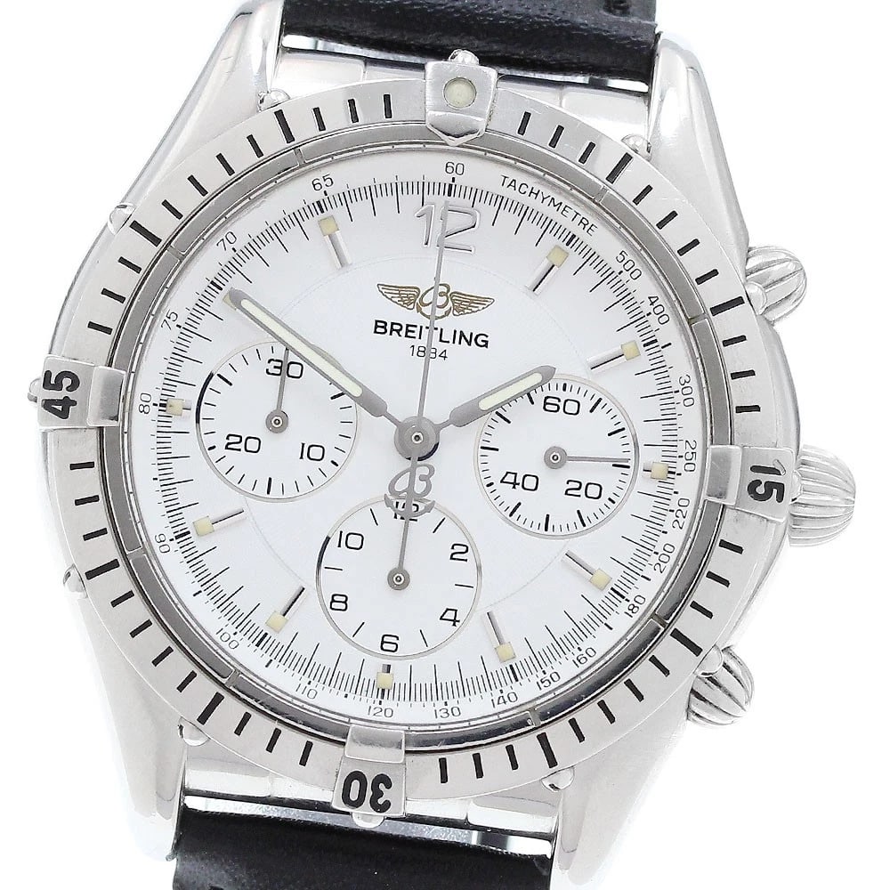 BREITLING CHRONO COCKPIT WHITE DIAL AUTOMATIC BOY'S WATCH: BREITLING Chrono cockpit white Dial Automatic Boy's Watch Brand: BREITLING Type: Wristwatch Material: Band Material leather, Case Material Stainless Steel Color: Band Color black, Case Color