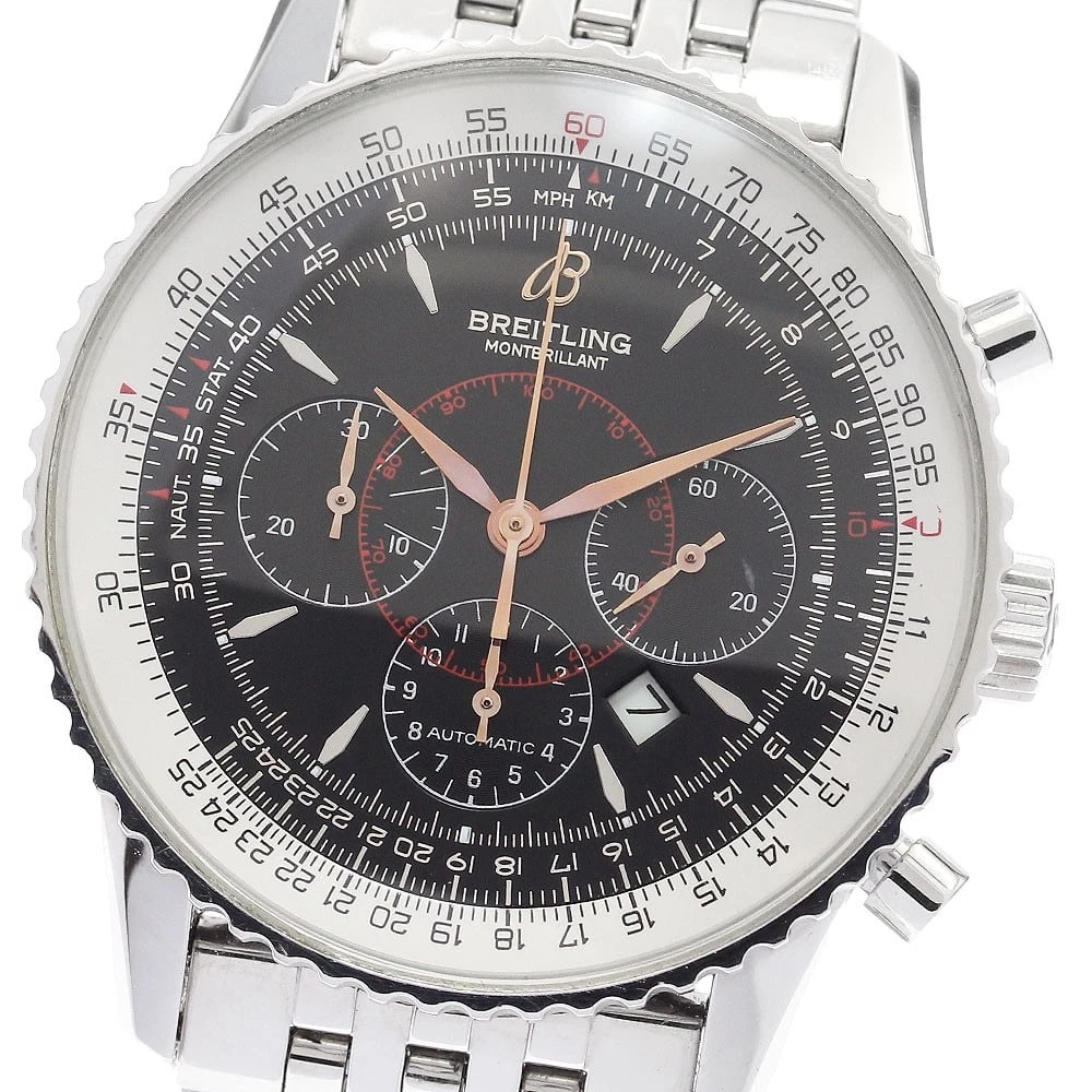 BREITLING NAVITIMER MONTBRILLANT DATE CHRONOGRAPH AUTOMATIC: BREITLING Navitimer Montbrillant Date Chronograph Automatic Brand: BREITLING Type: Wristwatch Material: Band Material Stainless Steel, Case Material Stainless Steel Color: Band Color Silver, Case C