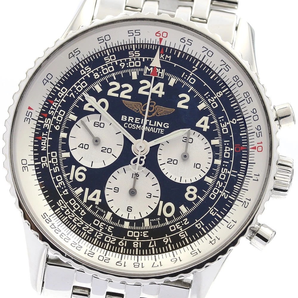 BREITLING NAVITIMER COSMONAUTE CHRONOGRAPH HAND WINDING: BREITLING Navitimer Cosmonaute Chronograph Hand Winding Brand: BREITLING Type: Wristwatch Material: Band Material Stainless Steel, Case Material Stainless Steel Color: Band Color Silver, Case Color