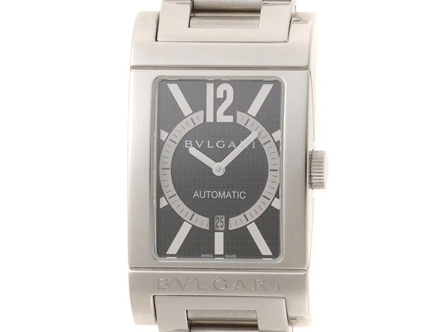 BVLGARI RETTTANGOLO WATCH: BVLGARI Retttangolo Watch Brand: BVLGARI Type: Wrist watch Material: Band Material None, Case Material MaterialSS Color: Dial Color None Size: Case size Size26x40mm Bracelet19cm Accessories: