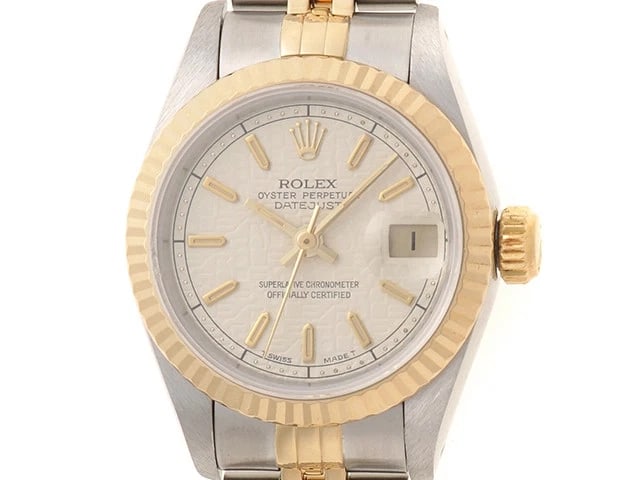 ROLEX DATEJUST IVORY COMPUTER WATCH: ROLEX Datejust Ivory Computer Watch Brand: ROLEX Type: Wrist watch Material: Band Material None, Case Material Material18YG/SS Color: Dial Color None Size: Case size Size 26mm (excluding crown) Br