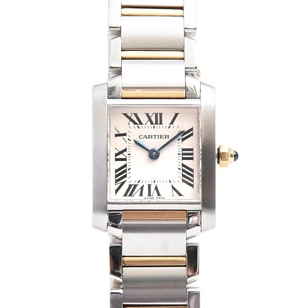 CARTIER TANK FRANÇAISE SM GOLD WATCH: Cartier Tank Française SM Gold Watch Brand: CARTIER Type: Wrist watch Material: Band Material None, Case Material MaterialSS×750YG Color: Dial Color White Dial Size: Case size Case Size