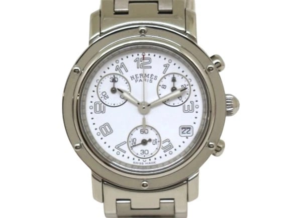 HERMES CLIPPER CHRONO QUARTZ WATCH: HERMES Clipper Chrono Quartz Watch Brand: HERMES Type: Wrist watch Material: Band Material None, Case Material [ Material ] SS Color: Dial Color None Size: Case size Size31mm Bracelet15cm 