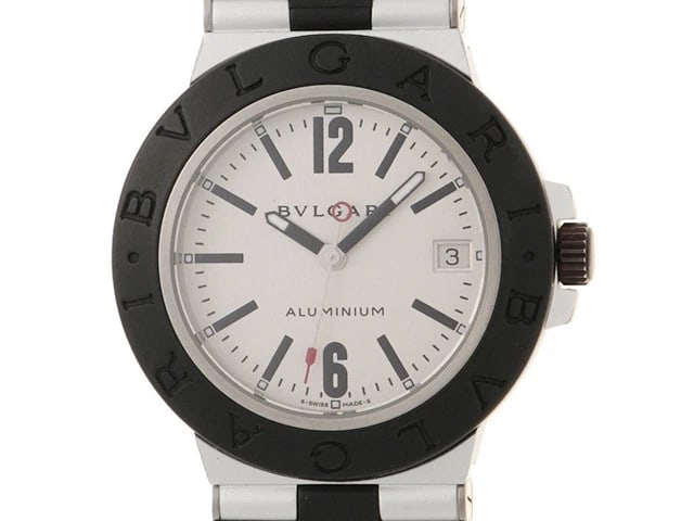 BVLGARI ALUMINIUM BELT WATCH: BVLGARI Aluminium Belt Watch Brand: BVLGARI Type: Wrist watch Material: Band Material None, Case Material [ Material ] AL/RUBBER Color: Dial Color None Size: Case size Size38mm Bracelet19cm Acces