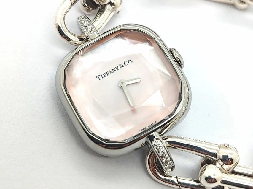 TIFFANY&CO HARDWARE WATCH PINK DIAMOND QUARTZ WATCH: TIFFANY&CO Hardware Watch Pink Diamond Quartz Watch Brand: Tiffany & Co.&CO Type: Wrist watch Material: Band Material None, Case Material [ Material ] SV/SS Color: Dial Color None Size: Case size