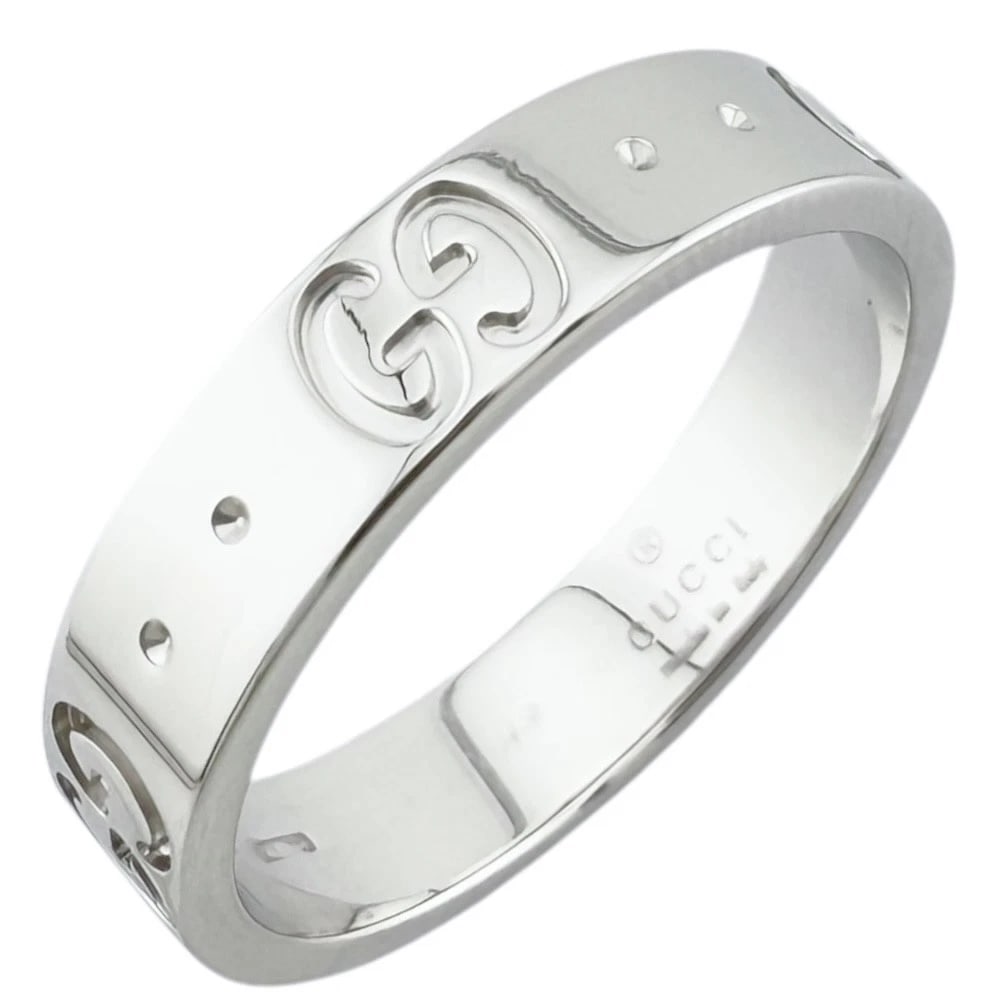 GUCCI RING K18 WHITE GOLD ICON: GUCCI Ring K18 white gold icon Brand: GUCCI Type: Ring Material: K18 white gold Color: Silver Size: US 5 1/8 Accessories: None Accessories Notice: When purchasing pre-owned goods, please