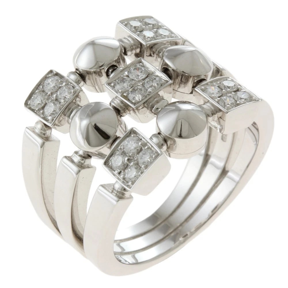 BVLGARI RING K18 WHITE GOLD DIAMOND: BVLGARI Ring K18 white gold diamond Brand: BVLGARI Type: Ring Material: K18 white gold Color: Silver Size: US 6 3/4 Accessories: None Accessories Notice: When purchasing pre-owned goods, p