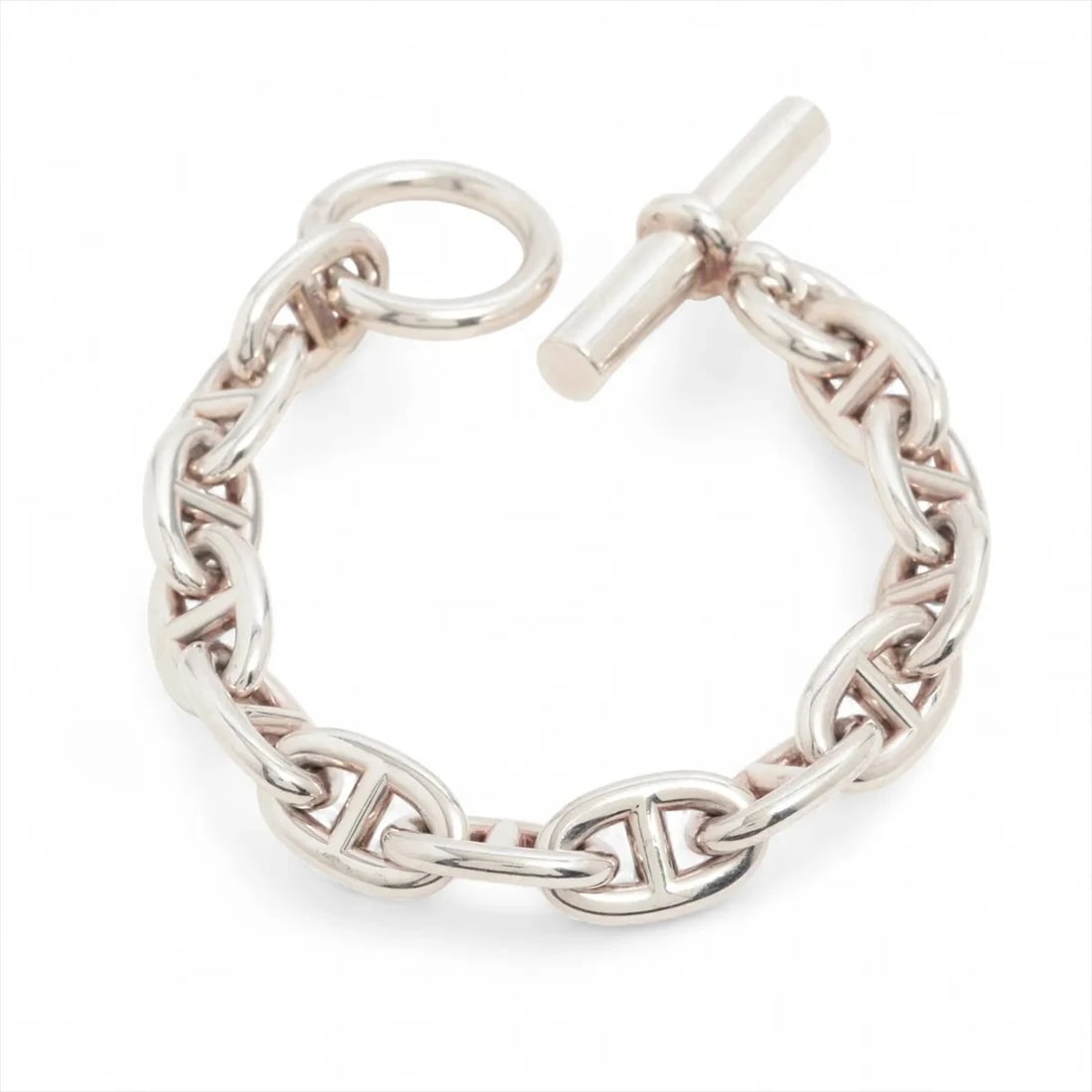 HERMES CHAÎNE D'ANCRE MM BRACELET 13 LINKS 925 SILVER: Hermes Chaîne d'Ancre MM Bracelet 13 Links 925 Silver Brand: Hermès Type: Bracelet Material: 925 Color: Silver Size: Size(CM) Bracelet length:13.5 Accessories: None Accessories Notice: Whe