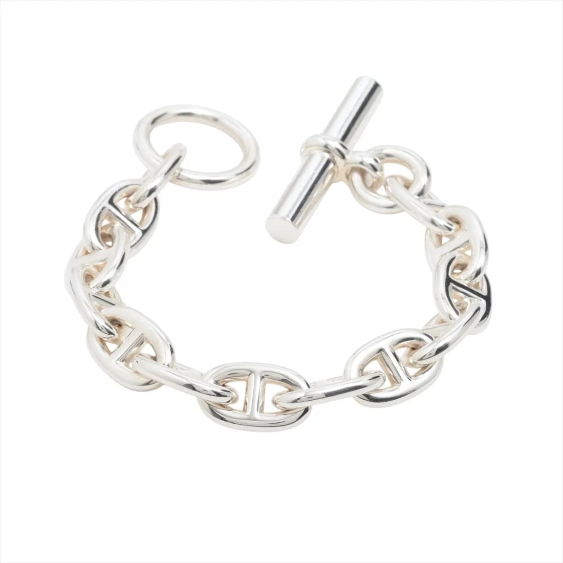 HERMES CHAÎNE D'ANCRE MM BRACELET 13 LINKS 925 SILVER: Hermes Chaîne d'Ancre MM Bracelet 13 Links 925 Silver Brand: Hermès Type: Bracelet Material: 925 Color: Silver Size: Size(CM) Bracelet length:13.5 Accessories: None Accessories Notice: Whe