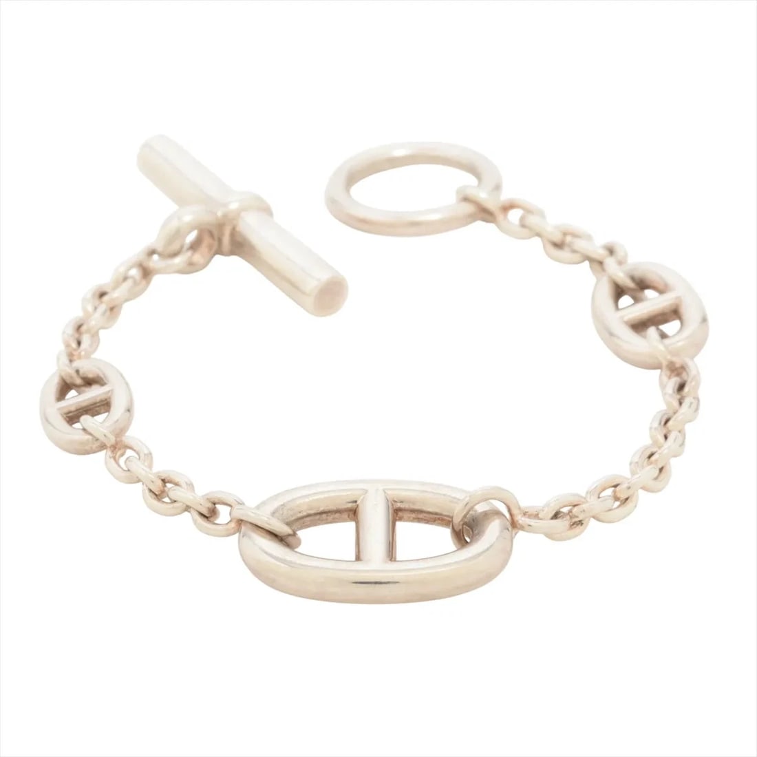 HERMES CHAÎNE D'ANCRE FARANDOLE BRACELET ST 925 SILVER: Hermes Chaîne d'Ancre Farandole Bracelet ST 925 Silver Brand: Hermès Type: Bracelet Material: 925 Color: Silver Size: Size(CM) Bracelet length:15.5 Accessories: None Accessories Notice: Wh