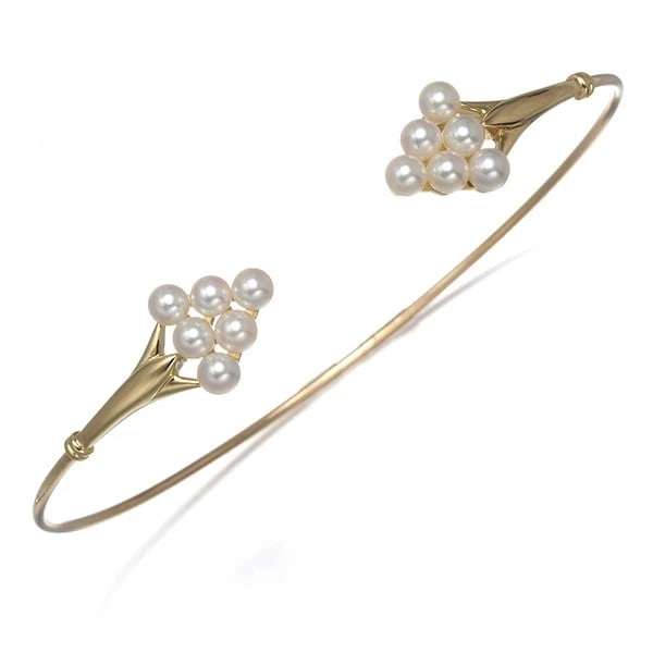 MIKIMOTO BRACELET AKOYA PEARL CUFF BANGLE: Mikimoto Bracelet Akoya Pearl Cuff Bangle Brand: MIKIMOTO Type: Bracelet Material: 18K / 750 / Yellow Gold Color: Yellow Gold Size: Inner circumference: 17cm Accessories: None Accessories