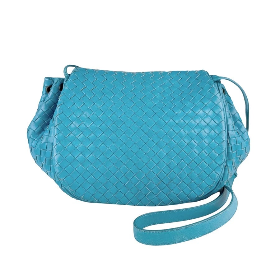 BOTTEGAVENETA INTRECCIATO CROSSBODY SHOULDER BAG BLUE LEATHER (1 of 12)
