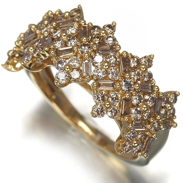 GSTV RING BROWN 18K YELLOW GOLD: GSTV Ring Brown 18K Yellow Gold Brand: GSTV Type: Ring Material: 18K / 750 / Yellow Gold Main Stone Natural Color: Yellow Gold Size: US7 Accessories: None Accessories Notice: When purchasing