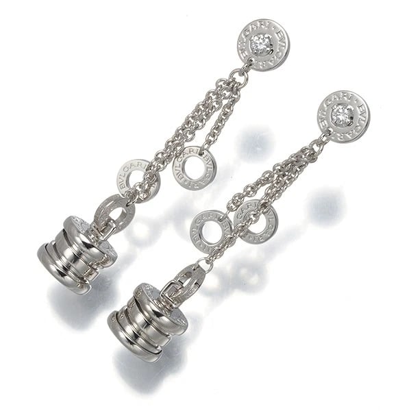 BVLGARI EARRINGS DIAMOND: BVLGARI Earrings Diamond Brand: BVLGARI Type: Earrings Material: 18K / 750 / White Gold Main Stone Natural Color: White Gold Size: Design size: 46.0 x 9.2mm Accessories: None Accessories N
