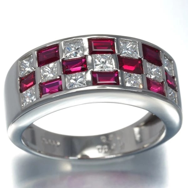 DIAMOND RUBY PRINCESS-CUT RING - 2