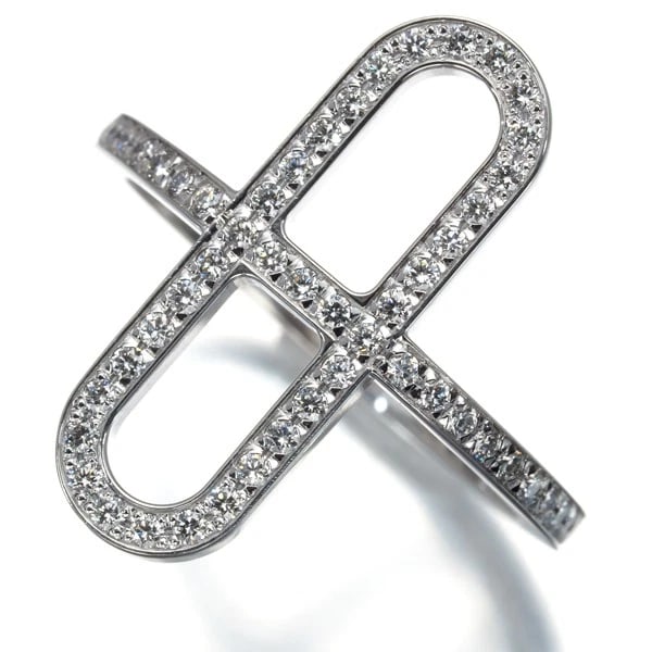 HERMES RING DIAMOND EVER CHAINE: HERMES Ring Diamond Ever Chaine Brand: HERMES Type: Ring Material: 18K / 750 / White Gold Main Stone Natural Color: White Gold Size: US5.25 - 5.5 Accessories: None Accessories Notice: When