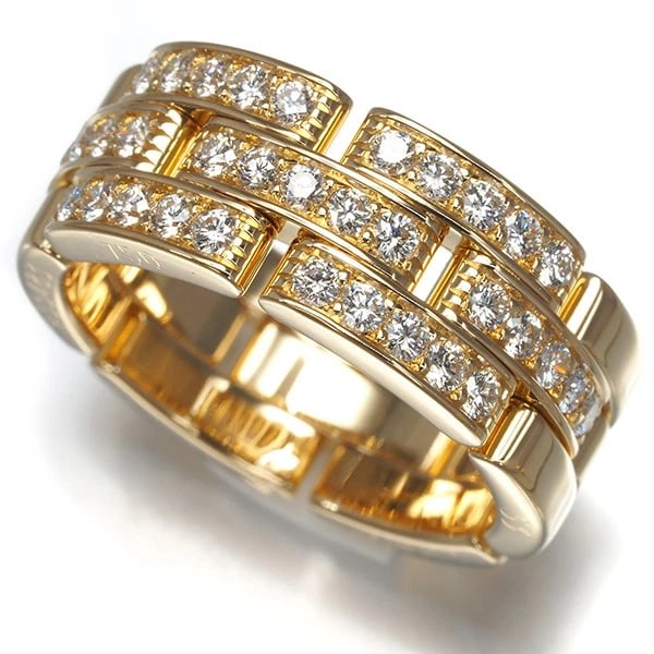 CARTIER RING DIAMOND MAILLON PANTHERE HALF: Cartier Ring Diamond Maillon Panthere Half Brand: Cartier Type: Ring Material: 18K / 750 / Yellow Gold Main Stone Natural Color: Yellow Gold Size: US5.75 - 6 Accessories: None Accessories