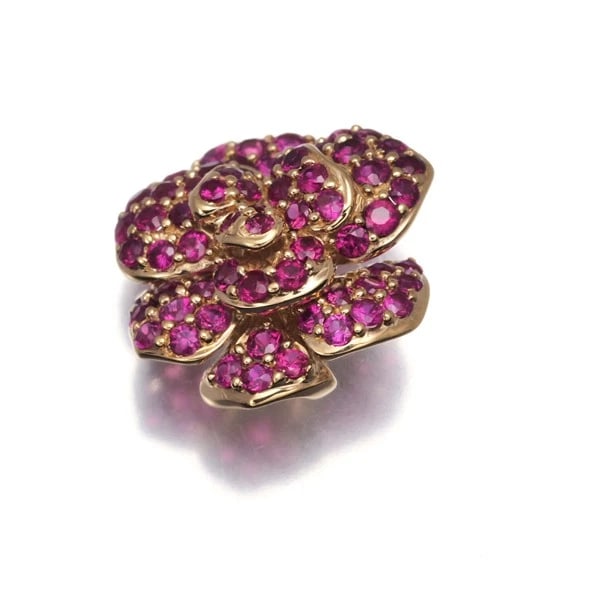 RUBY PAVED FLOWER PENDANT - 2