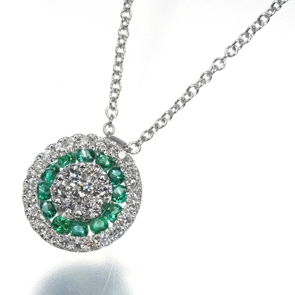 DIAMOND EMERALD CIRCLE PAVED NECKLACE (1 of 3)